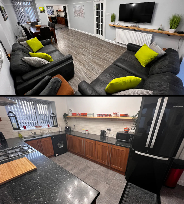 Gethin Lodge - living space and kitchen